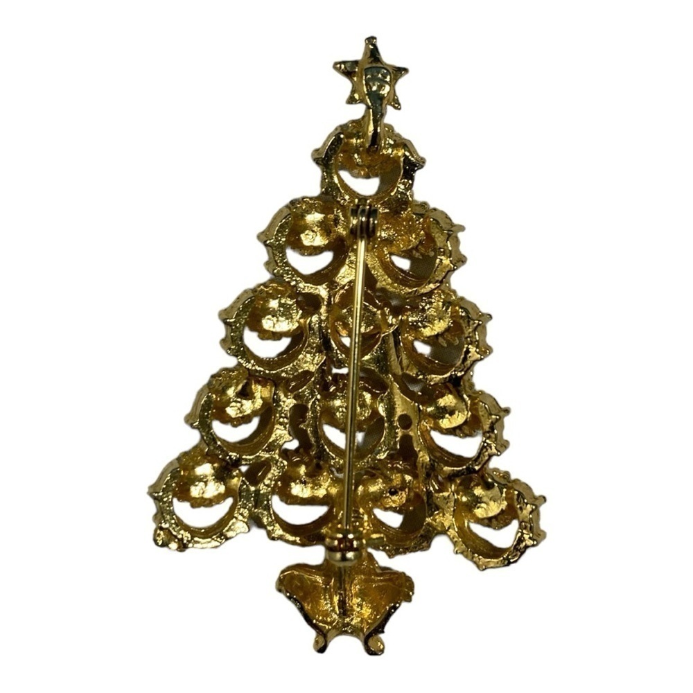 Vintage Rhinestone Christmas Tree Pin - Picture 2 of 2
